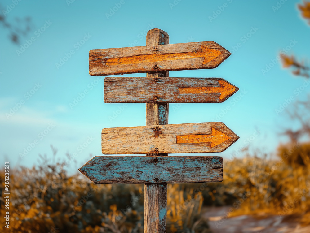 Naklejka premium Old wooden sign post