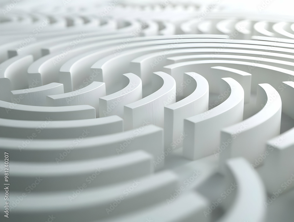Exploring the Journey to Mental Wellness: Flat Blurred White Labyrinth Concept - Medium Shot Illustration for Janeiro Branco Exploring the Journey to Mental Wellness: Flat Blurred White Labyrinth Concept - Medium Shot Illustration for Janeiro Branco