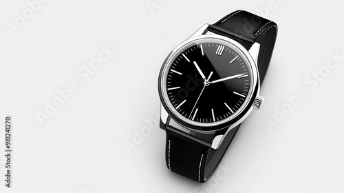 Wallpaper Mural Classic Black Leather Wristwatch with Silver Accents Torontodigital.ca