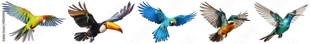 Fototapeta premium Animal flying bird png cut out element set