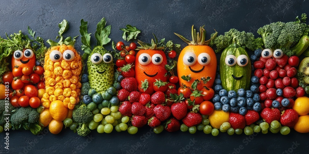 The whimsical city where face-adorned fruits make every moment a delightful and magical adventure The whimsical city where face-adorned fruits make every moment a delightful and magical adventure