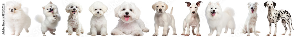 White dog mammal png cut out element set White dog mammal png cut out element set