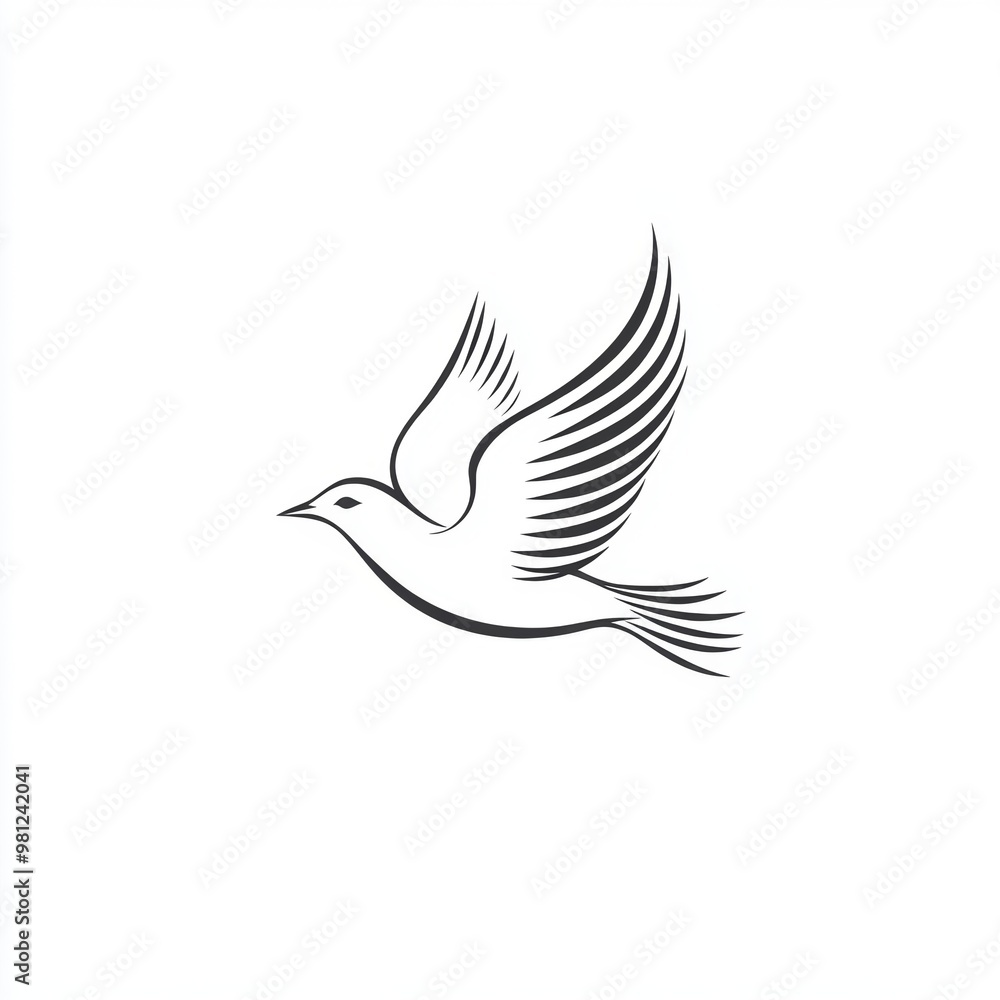 Flying Dove Silhouette Bird in Flight Peace Symbol Christian Icon Flying Dove Silhouette Bird in Flight Peace Symbol Christian Icon