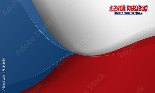 Wavy background of czech flag with shadow effect design. Czech republic independence day
