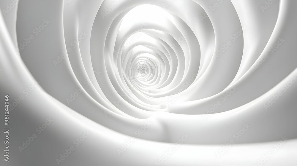 Fototapeta premium 3D Ascending White Spiral Concept - Wide Shot of Spiraling Growth in Space for Mental Health Evolution | Isolated on White Background