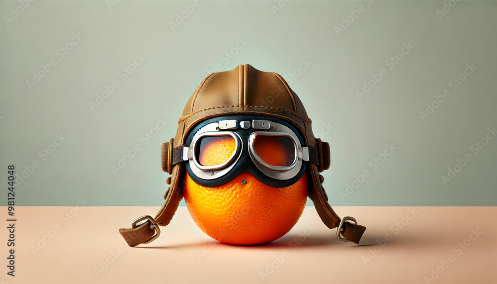 Orange with Aviator Goggles and Leather Cap Orange with Aviator Goggles and Leather Cap