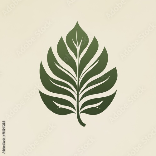 Green Leaf Icon Nature Symbol Simple Illustration