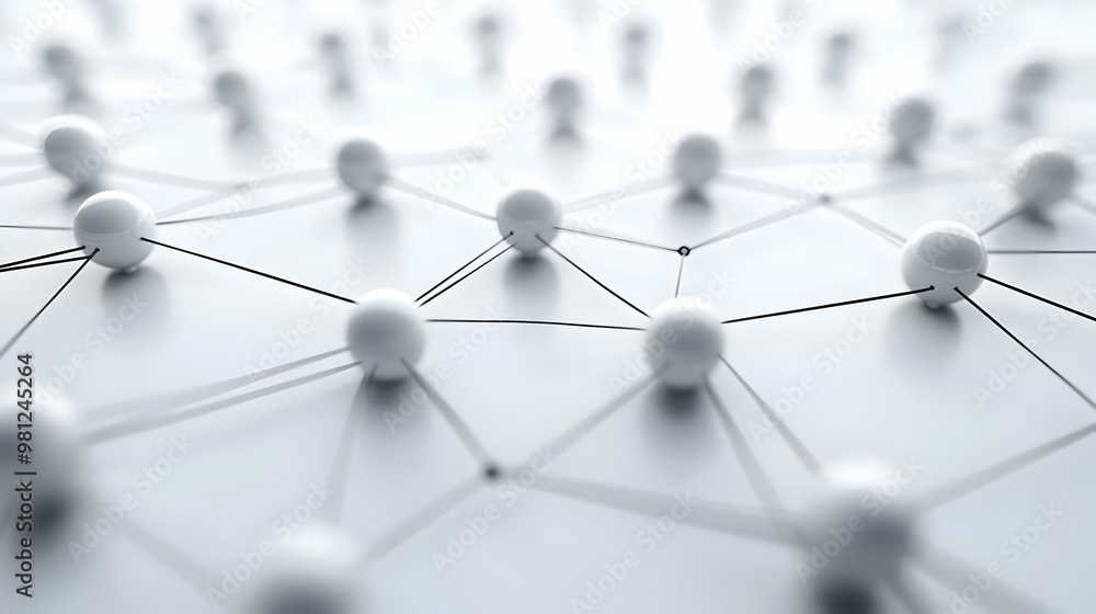 3D Glossy Network of Interconnected Polls Concept: Close-Up View of Data Points, Data Flows, and Clear Space for Polling Methodology - Isolated Icon on White Background 3D Glossy Network of Interconnected Polls Concept: Close-Up View of Data Points, Data Flows, and Clear Space for Polling Methodology - Isolated Icon on White Background