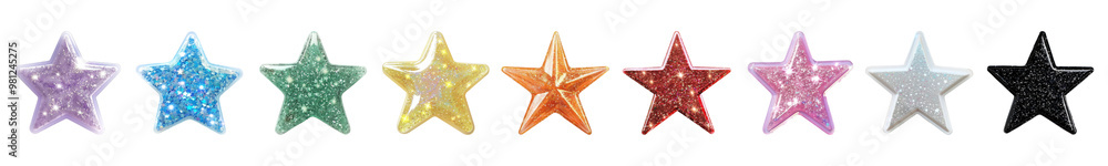 Colorful glittery star png cut out element set Colorful glittery star png cut out element set