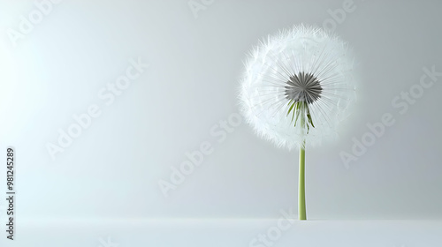 Wallpaper Mural 3D White Dandelion Icon on Plain Background - Symbolizing Wishes and New Beginnings with Ample Space for Janeiro Branco Messaging Torontodigital.ca