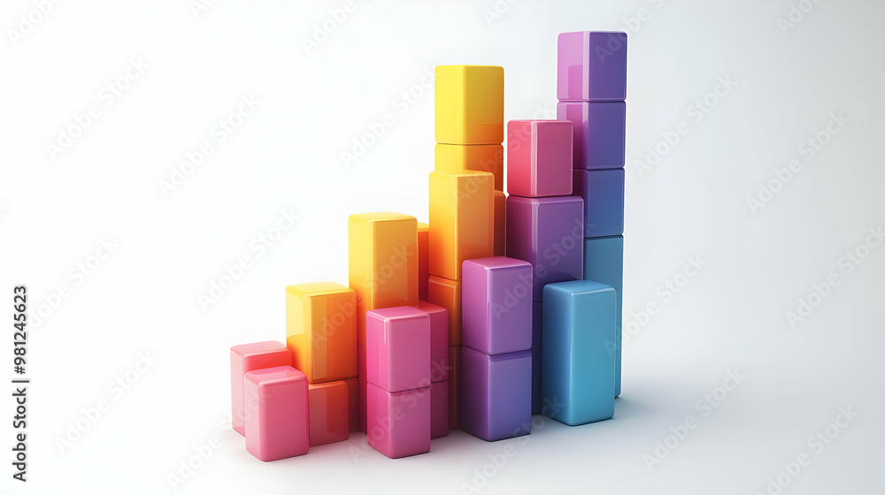 Minimal 3D Poll Graphs: Building Blocks Concept with Rising and Falling Trends � Isolated on White Background for Dynamic Polling Analysis Minimal 3D Poll Graphs: Building Blocks Concept with Rising and Falling Trends � Isolated on White Background for Dynamic Polling Analysis