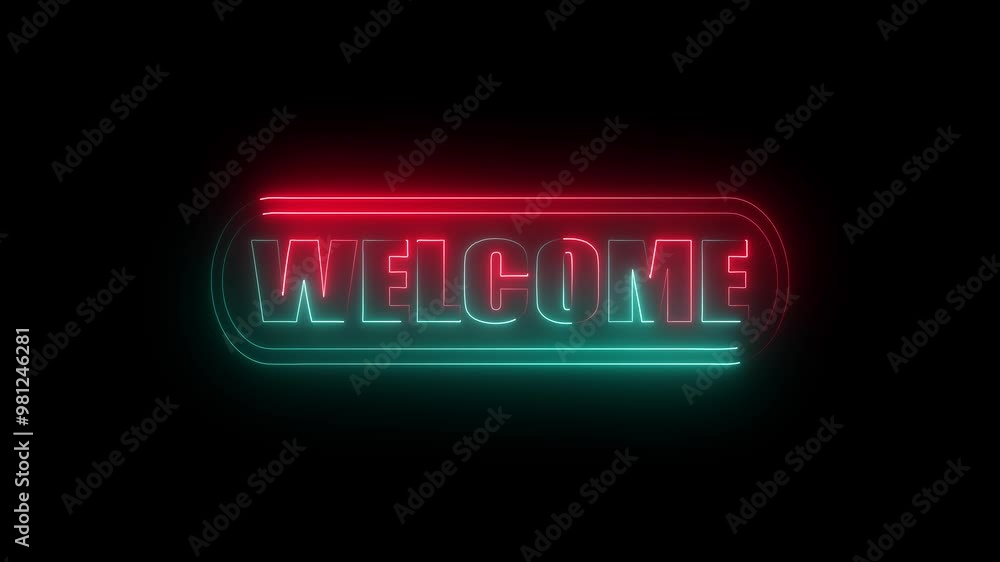 Welcome word animation in bright red and ash colored neon. Perfect for video introductions or greetings. Neon-animated video on a digital background, welcome sound. 4k animation video. Welcome word animation in bright red and ash colored neon. Perfect for video introductions or greetings. Neon-animated video on a digital background, welcome sound. 4k animation video.