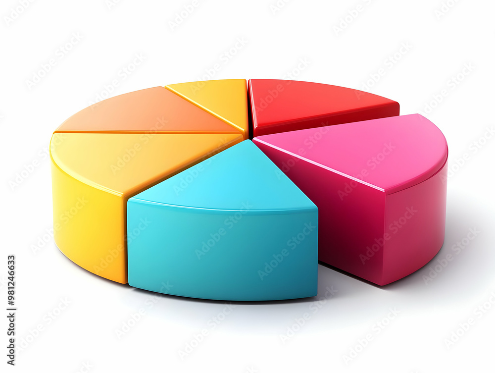 Obraz premium 3D Pie Chart Illustration of Campaign Budget Allocation - Smart Business Concept with Detailed Spending Categories on White Background