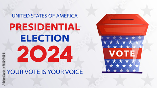 USA 2024 presidential election banner with ballot box.
