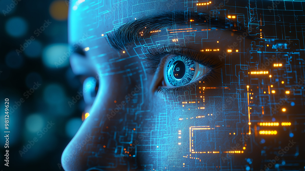 Futuristic technology automated eye concept Futuristic technology automated eye concept