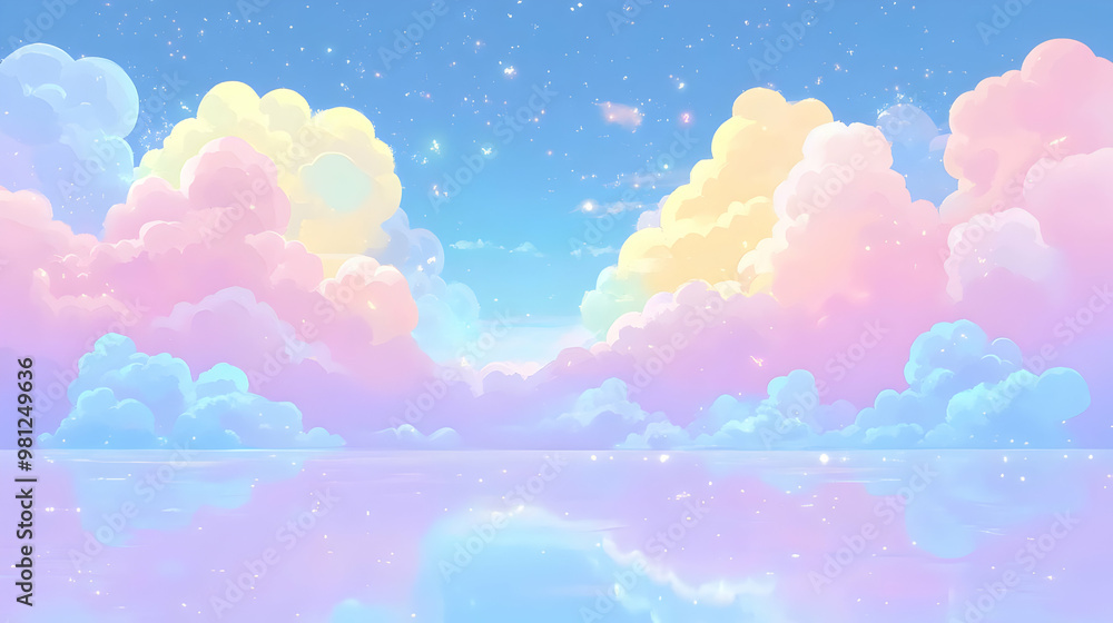 Dreamy Sky with Pastel Clouds and Sparkling Water Dreamy Sky with Pastel Clouds and Sparkling Water
