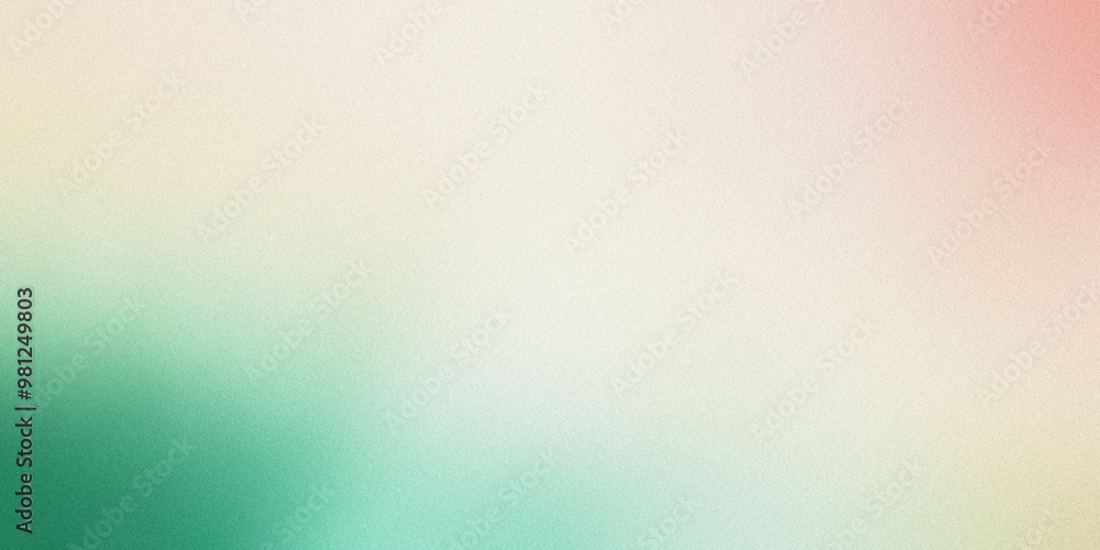 Obraz premium Gradient background with dark emerald and light pink tones on a light yellow backdrop, noise texture effect