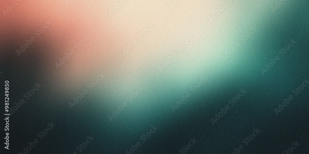Fototapeta premium Gradient background with dark emerald green and soft blush pink tones, noise texture effect