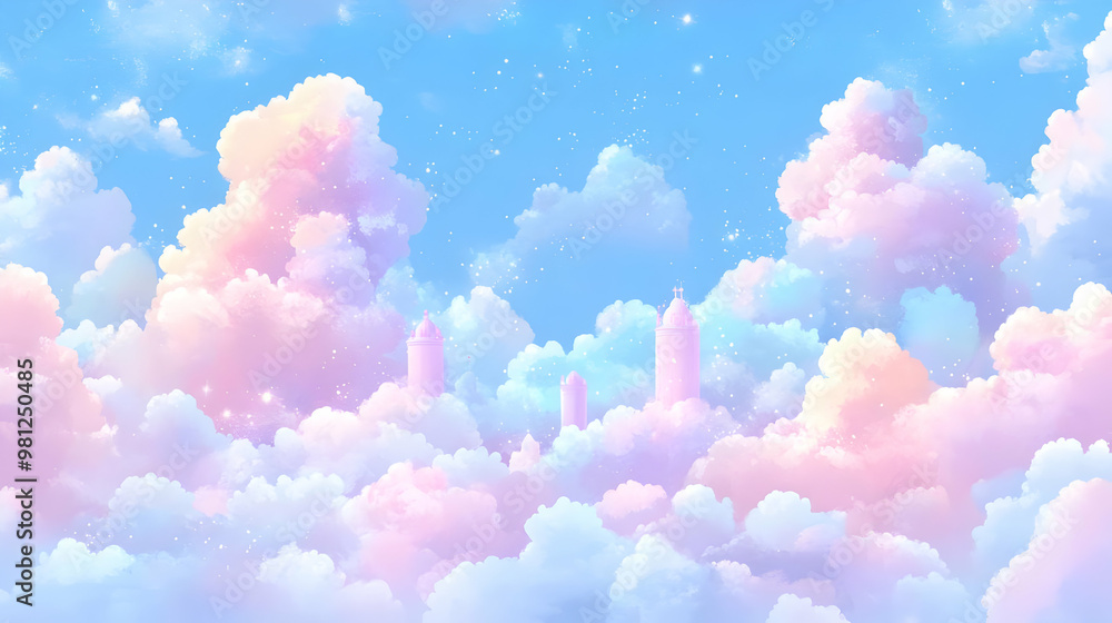 Dreamy Sky with Pastel Clouds and Towers Dreamy Sky with Pastel Clouds and Towers
