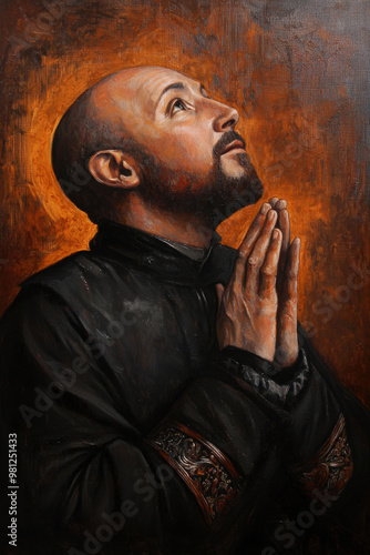 A classic oil painting of Saint Ignatius of Loyola