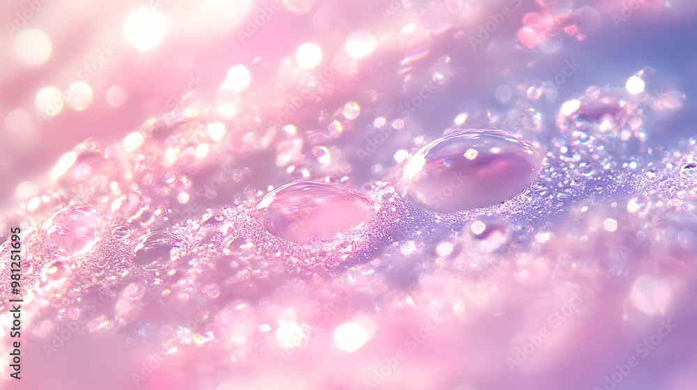 Sparkling Water Drops on a Pink Background Sparkling Water Drops on a Pink Background