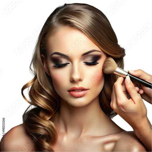 A young beautiful lady doing makeup