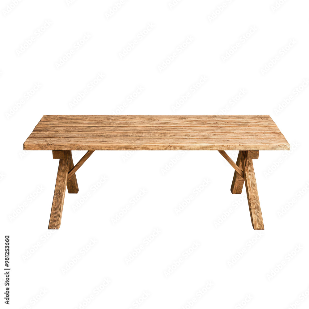 A rustic wooden table with a simple design, featuring a natural finish and sturdy legs, set against a black background. A rustic wooden table with a simple design, featuring a natural finish and sturdy legs, set against a black background.