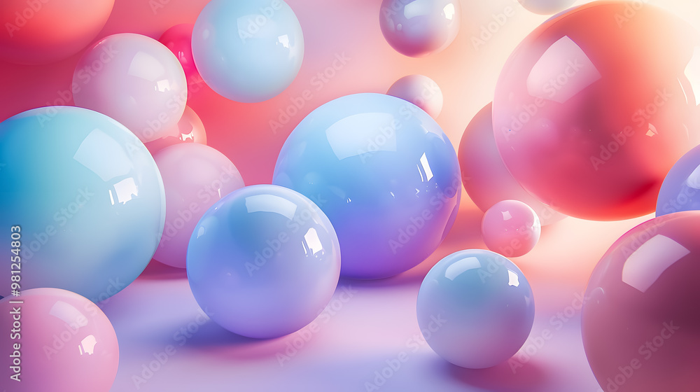 Geometric shapes: Pastel spheres abstract background Geometric shapes: Pastel spheres abstract background