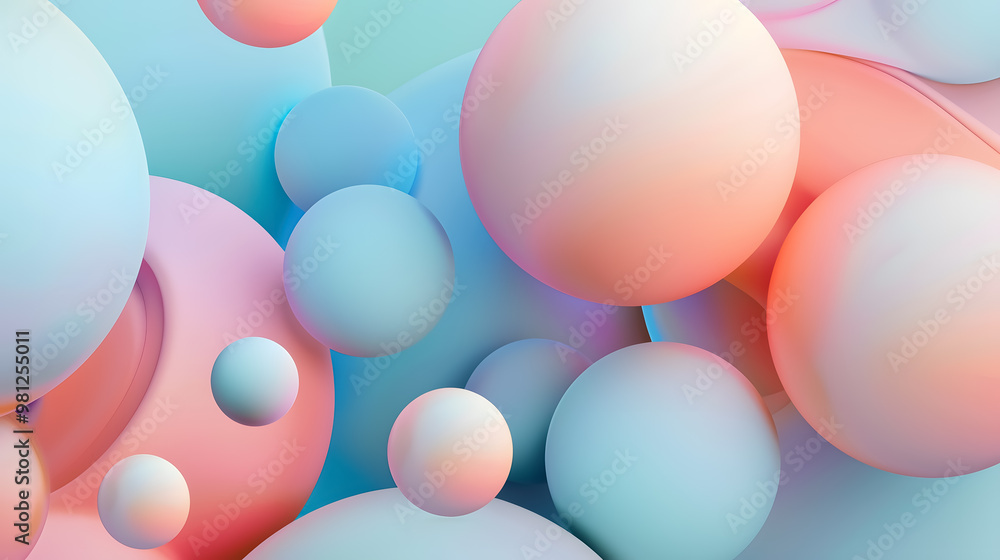 custom made wallpaper toronto digitalGeometric shapes: Pastel spheres abstract background