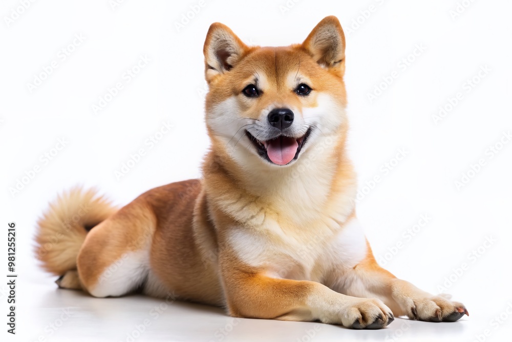 Adorable Shiba Inu dog posing in various positions, standing, lying, and sitting, with an irresistible smile, against a clean white isolated background, showcasing its unique charm. Adorable Shiba Inu dog posing in various positions, standing, lying, and sitting, with an irresistible smile, against a clean white isolated background, showcasing its unique charm.