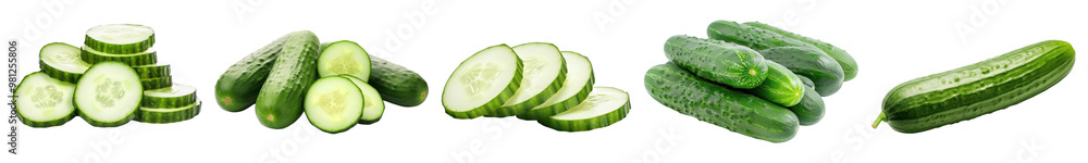 Cucumber vegetable png cut out element set Cucumber vegetable png cut out element set