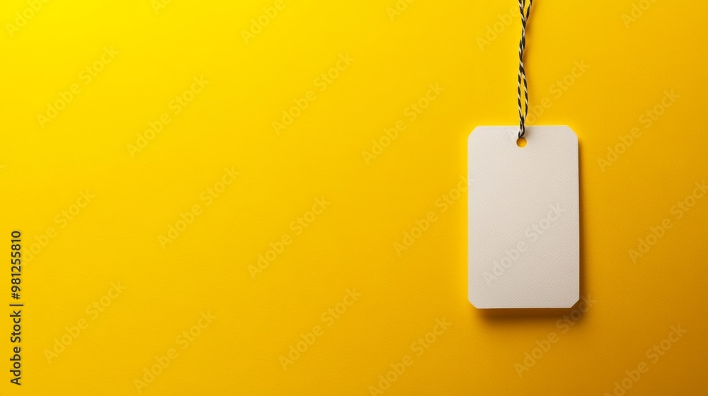 Fototapeta premium blank price tag on vibrant yellow background