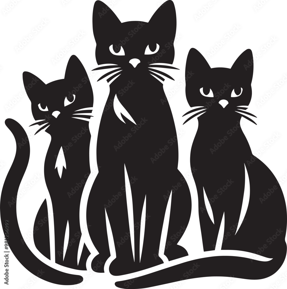 Fototapeta premium Cat Silhouette isolated on a white background Minimalist cute cat vector shape