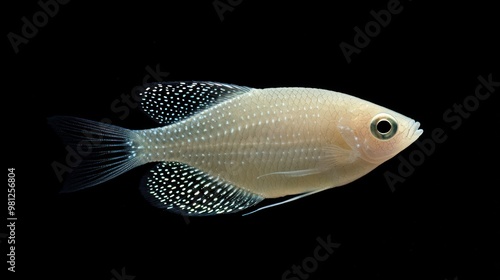 Pearl Gourami: A Pearl Gourami with a delicate body and pearl-like markings photo