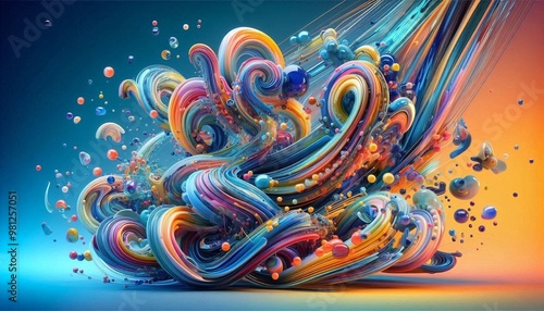 Wallpaper Mural Abstract Liquid Glass. A 3D Journey of Color and Reflection. Torontodigital.ca