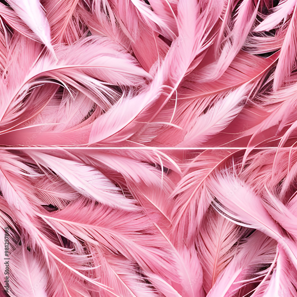 Fototapeta premium Pink feather pattern on abstract background. Fashion textile design and concept. Illustration for wallpaper, textile and decor. Feather texture