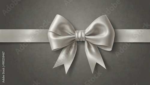 Classic White Satin Ribbon Bow, Vector Style