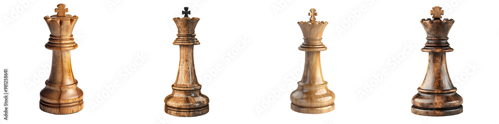 A realistic chess piece king board game element finely carved detail isolated on white and transparent background A realistic chess piece king board game element finely carved detail isolated on white and transparent background