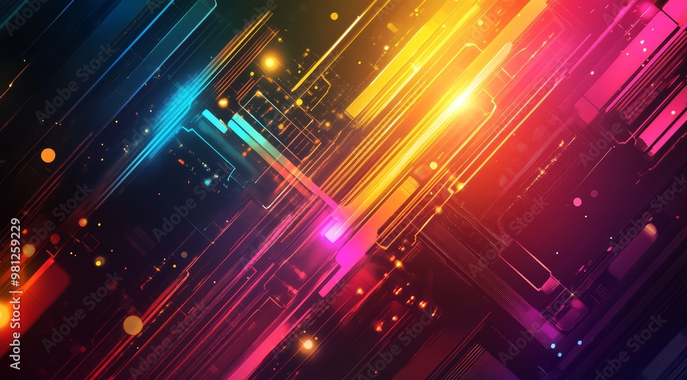 Techno Abstract with Bright Geometric Light Beams Techno Abstract with Bright Geometric Light Beams