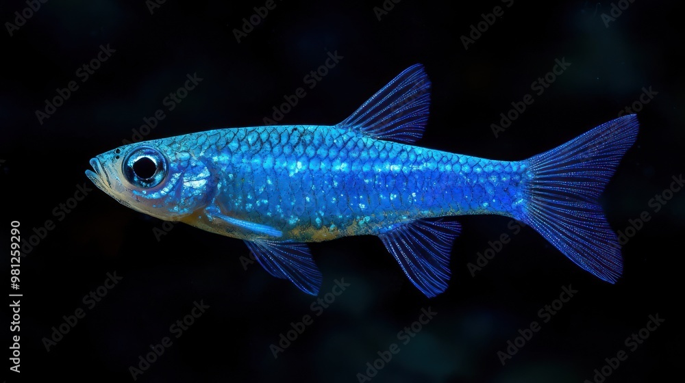 Sapphire Blue Danio: A Sapphire Blue Danio with striking blue coloration Sapphire Blue Danio: A Sapphire Blue Danio with striking blue coloration