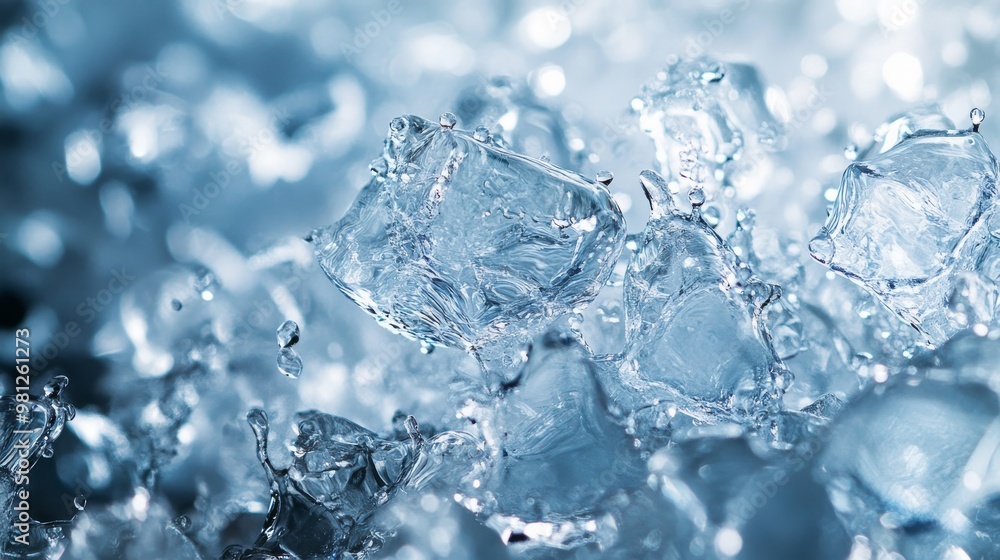 Close-up of Crystalline Ice Structures with Blurred Background Close-up of Crystalline Ice Structures with Blurred Background