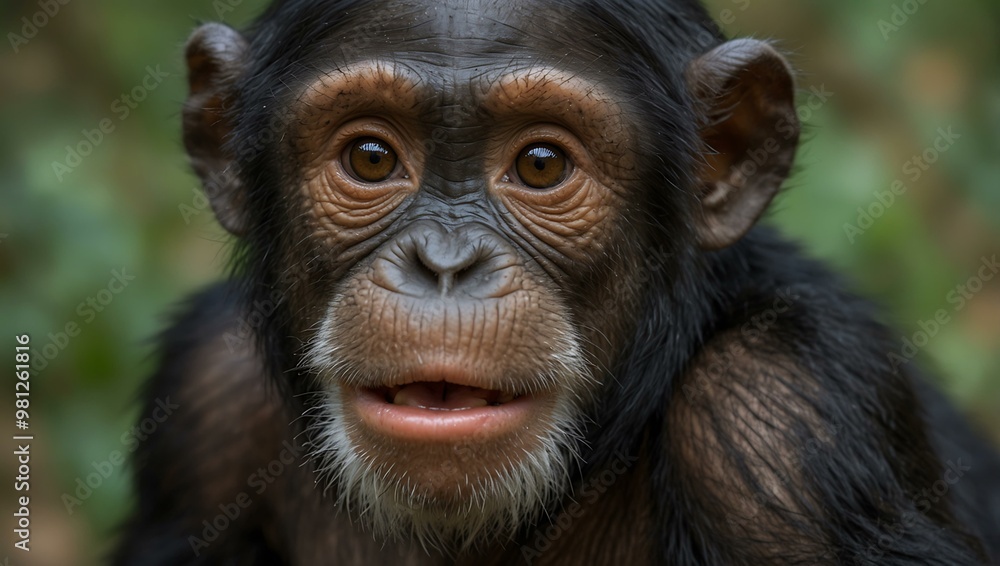 Close-up of a funny young African chimpanzee. Close-up of a funny young African chimpanzee.