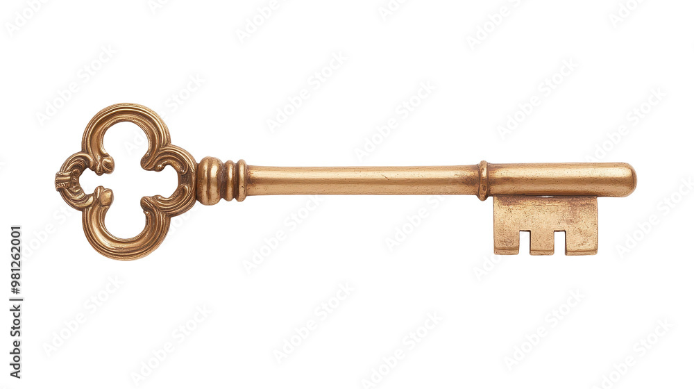 A gold key with a cross on it A gold key with a cross on it