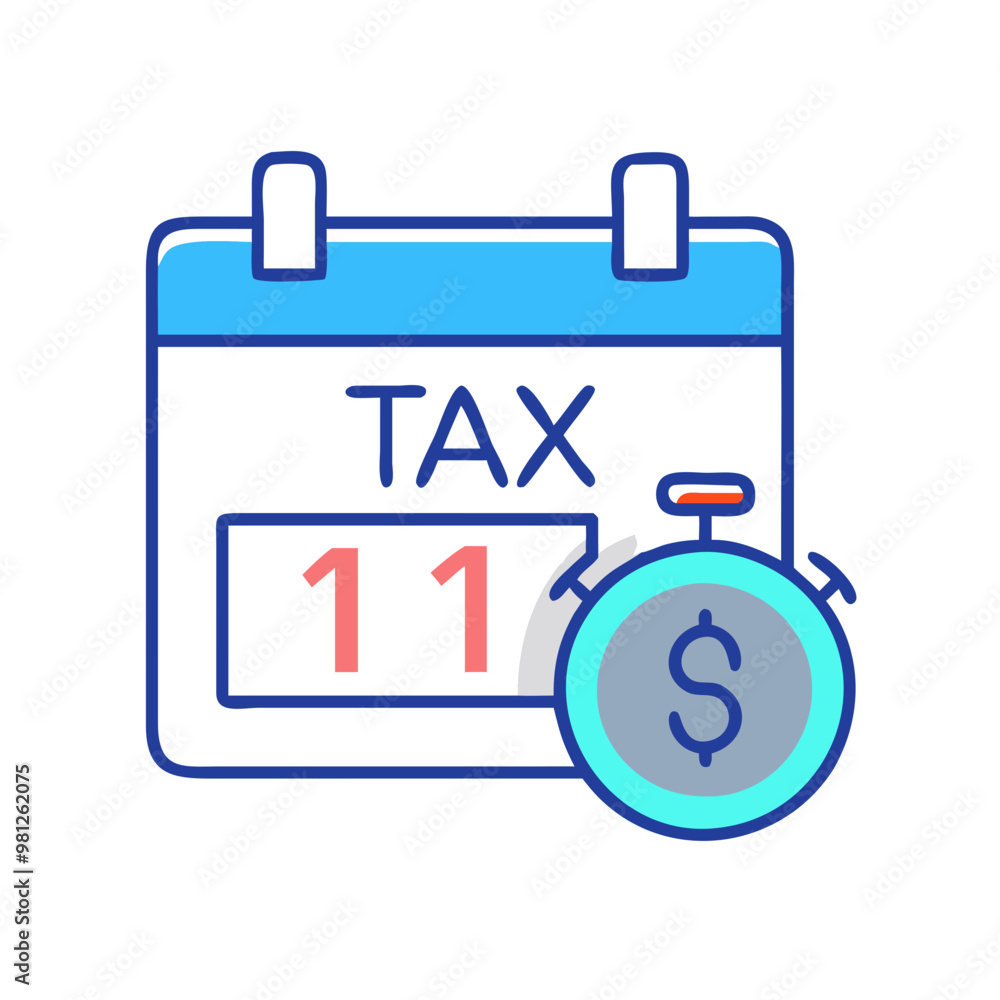 Tax Deadline Calendar Icon with Dollar Timer, Financial Deadline and Tax Filing Concept Tax Deadline Calendar Icon with Dollar Timer, Financial Deadline and Tax Filing Concept