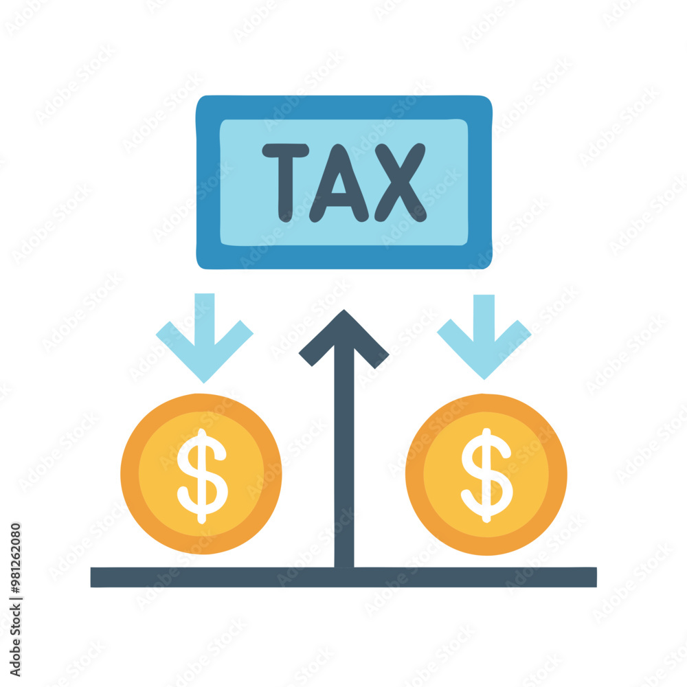 Tax with Dollar Coins Icon, Tax Payment and Finance Concept Illustration Tax with Dollar Coins Icon, Tax Payment and Finance Concept Illustration