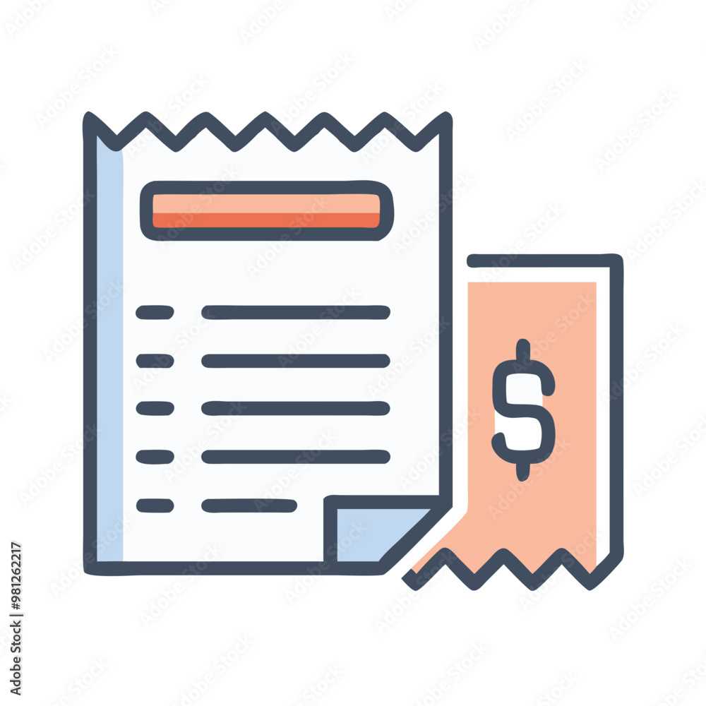 Receipt and payment icon in pastel colors representing financial transactions
Receipt and payment icon in pastel colors representing financial transactions