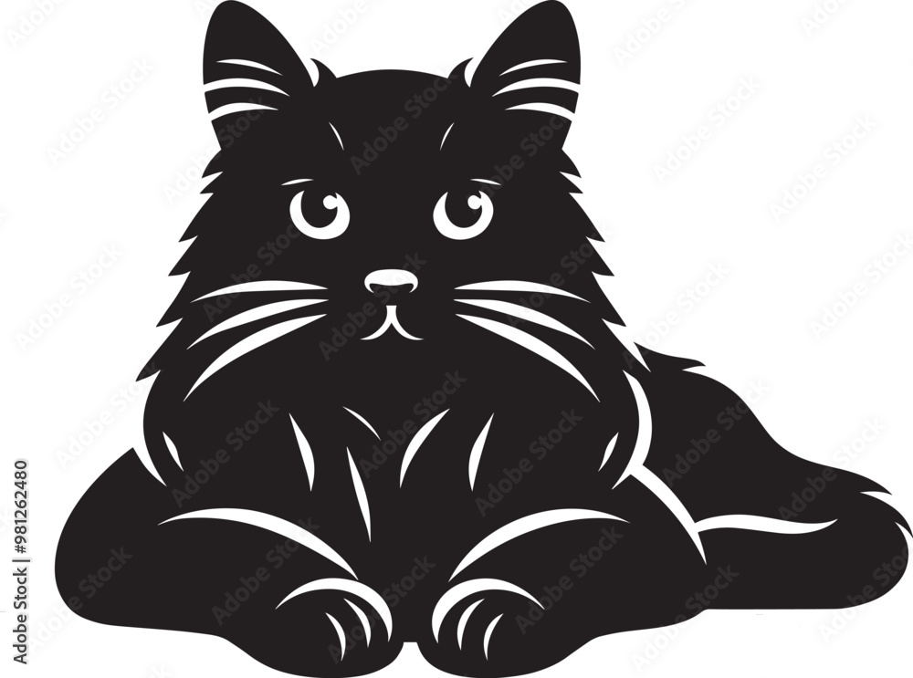 Obraz premium Cat Silhouette isolated on a white background Minimalist cute cat vector shape