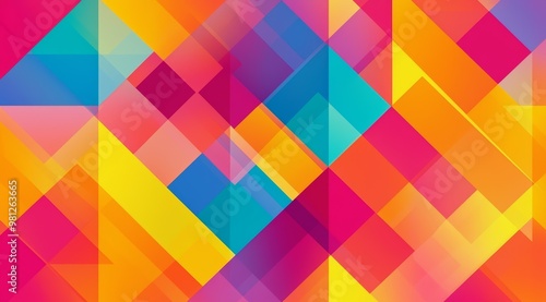 Bright rainbow gradient abstract block pattern