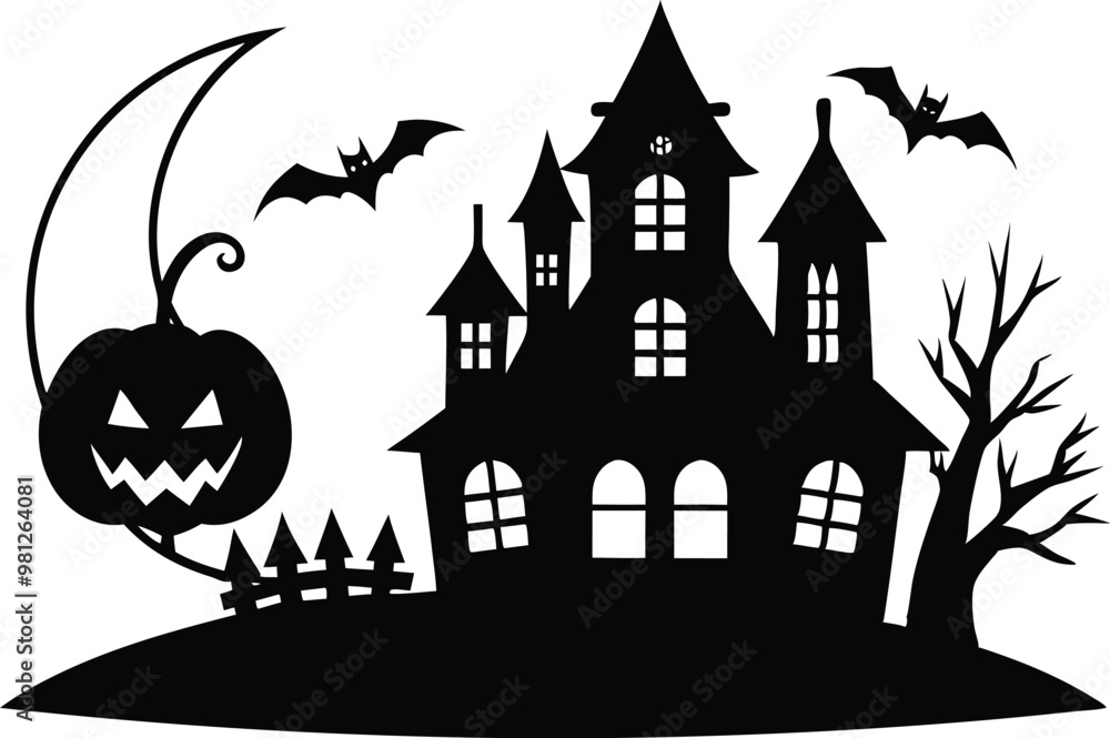 halloween background with house and pumpkin halloween background with house and pumpkin
