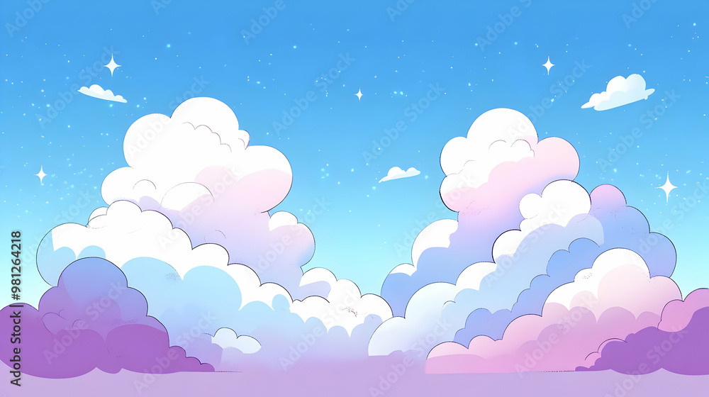 Dreamy Cloudscape with Sparkling Stars Dreamy Cloudscape with Sparkling Stars